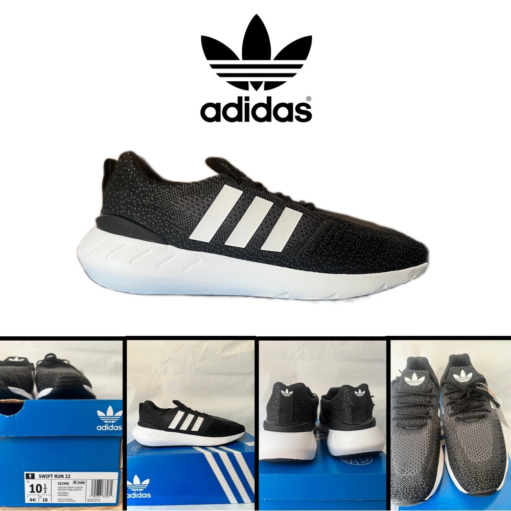 Adidas Swift Run 22 Blk/Wht/Gry Mens Trainers